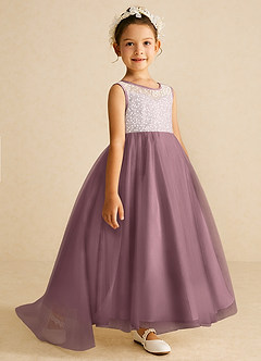 Azazie Tay Flower Girl Dresses Vintage Mauve A-Line Sequins Tulle Dress image3