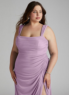 Azazie Jesaphine Bridesmaid Dresses Wisteria Sheath Ruched Mesh Dress image11