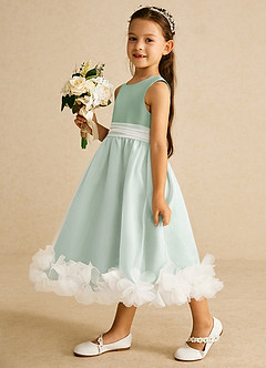 Azazie Stardust Flower Girl Dresses Agave A-Line Sleeveless Organza Dress image3