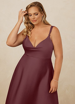 Christian Siriano Bridal for Azazie 1001 Bridesmaid Dresses Sangria A-Line Sweetheart Neckline Stretch Satin Dress image6