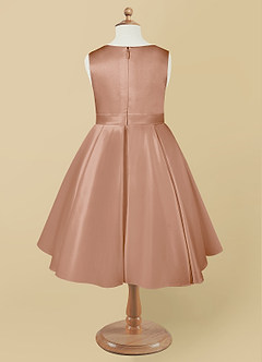 Azazie Coco Flower Girl Dresses Champagne Rose A-Line Bow Matte Satin Dress image6
