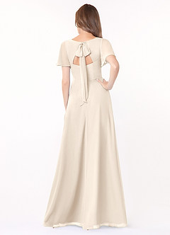 Azazie Kimber Bridesmaid Dresses White Alabaster A-Line Flounce Sleeve Chiffon Dress image3