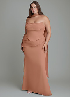 Azazie Sorrel Bridesmaid Dresses Bronzer Mermaid Corset Chiffon Dress image9