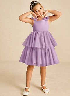 Azazie Vanellope Flower Girl Dresses Wisteria A-Line Bow Tulle Dress image3