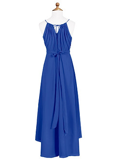 Azazie Oaklynn Junior Robe Trapèze en Mousseline de soie Plissée Bleu Roi image7