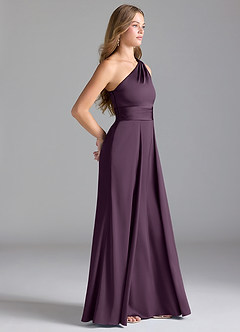 Azazie Dallas Bridesmaid Dresses Plum A-Line One Shoulder Stretch Satin Dress image4
