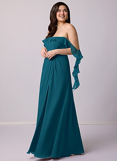 Barbie ♥ Azazie Bridesmaid Dresses Ink Blue A-Line Off the Shoulder Chiffon Convertible Dress image11