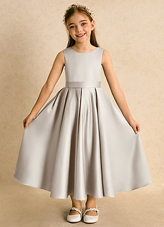 Azazie Junebuj vestidos de niña de las flores Vestido de Escarcha de Satin Mate de Princesa con Plisado image4