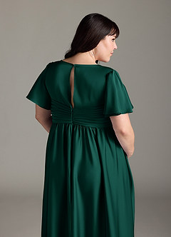 Azazie Verna Gravid brudtärna klänningar Klänning A-Line Ruched Golvlängd Stretch Satin image10