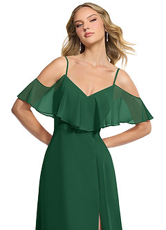 Azazie Jean Bridesmaid Dresses Dark Green A-Line Chiffon Convertible Dress image6