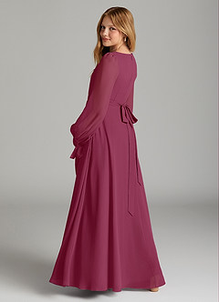 Azazie Leonia Junior Mulberry A-Line with Pockets Chiffon Dress image2