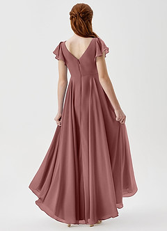 Azazie Caria Junior Desert Rose A-Line Pleated Chiffon Dress image2