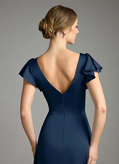 Azazie Omari Bridesmaid Dresses Dark Navy A-Line Stretch Satin Dress image7