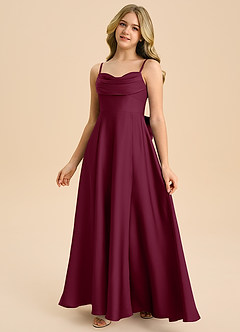 Azazie Bear Junior Mulberry A-Line Sweetheart Neckline Stretch Satin Dress image4