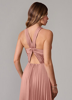 Azazie Afra Robes de demoiselle d'honneur Robe Trapèze en Satin extensible Plissée Rosette image6