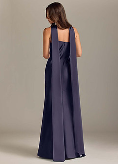 Azazie Kinsley Robes de demoiselle d'honneur Robe Sirène en Satin extensible Fente Latérale Bleu Orageux image2