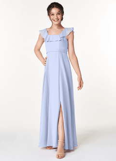 Azazie Jinny Junior Ice A-Line Ruched Chiffon Dress image3