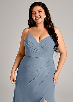 Azazie Maci Bridesmaid Dresses Twilight Sheath Pleated Chiffon Dress image12