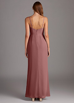 Azazie Tayla Bridesmaid Dresses Desert Rose Sheath Square Neckline Chiffon Dress image4