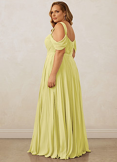 Christian Siriano Bridal for Azazie 1013 Robes de demoiselle d'honneur Robe Trapèze en Mousseline de soie Épaule décolletée Sorbet Citron image15