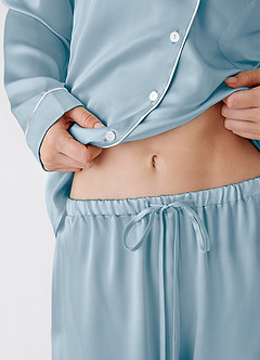 front Spodnie piżamowe z jedwabiu 100% nadające się do prania