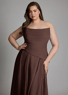Azazie Gabriela Bridesmaid Dresses Ganache A-Line Corset Chiffon Dress image24
