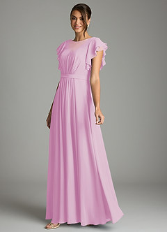 Azazie Daphne vestidos de dama de honor modestos Vestido de Corte en A Volantes Hasta el suelo Gasa image3