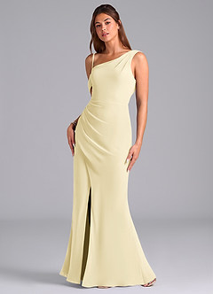 Azazie Madelyn Bridesmaid Dresses Lemon Sorbet Mermaid One Shoulder Chiffon Convertible Dress image5
