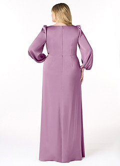 Azazie Mel Bridesmaid Dresses Wisteria Sheath Long Sleeve Stretch Satin Dress image8
