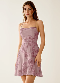 Lysandra Staubiger Flieder Stretch-Minikleid mit 3D-Blumen-Korsett image4