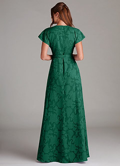 Azazie Ling Bridesmaid Dresses Emerald A-Line Pleated Floral Burnout Dress image6