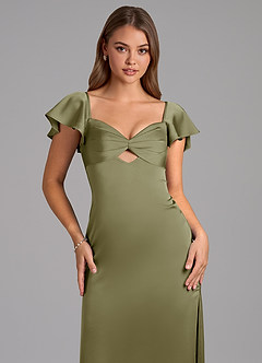 Azazie Demia Bridesmaid Dresses Pistachio Sheath Sweetheart Neckline Stretch Satin Dress image7