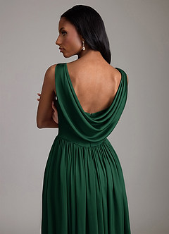 Azazie Novi Bridesmaid Dresses Dark Green A-Line with Pockets Stretch Satin Dress image4