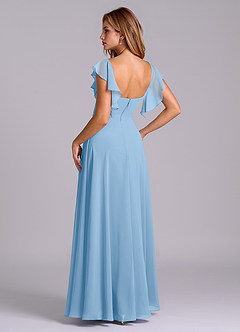 Azazie Leilani Bridesmaid Dresses Powder Blue A-Line Pleated Chiffon Dress image5
