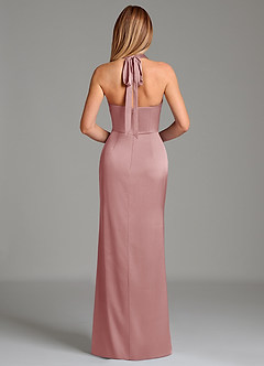 Azazie Serenity Robes de demoiselle d'honneur Robe Sirène en Satin extensible Décolleté en cœur Rose Poussiéreuse image6