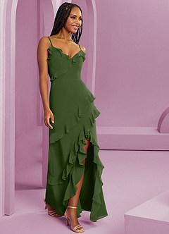 Barbie ♥ Azazie Abiti da Damigella Abito Tubino in Chiffon Oliva image10