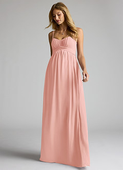 Azazie Llana At-home Try On Dresses A-Line Chiffon Floor-Length Dress image3