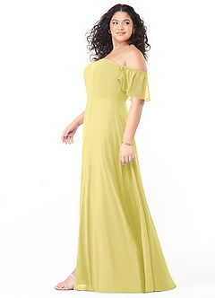 Azazie Sue Robes de demoiselle d'honneur Robe Trapèze Convertible en Mousseline de soie Épaule décolletée Sorbet Citron image7