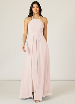 Azazie Sarah Bridesmaid Dresses Rose Petal Empire Pleated Chiffon Dress image1