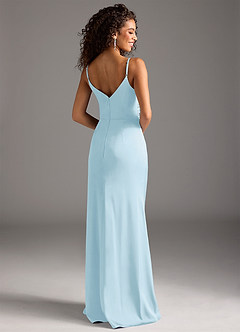 Azazie Deandra Bridesmaid Dresses Sky Blue Mermaid Pleated Stretch Satin Dress image2