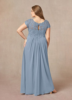 Azazie Jet Kleider für die Brautmutter A-Linie Pailletten Chiffon Kleid Staubblau image10