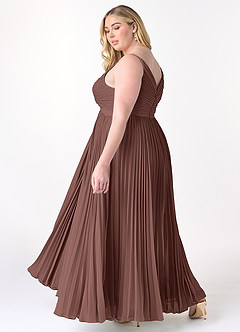 Azazie Raychelle Robes de demoiselle d'honneur Robe Trapèze en Mousseline de soie Col en V Expresso image11