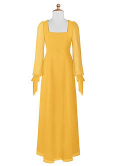 Azazie Leonia Junior Marigold A-Line with Pockets Chiffon Dress image7