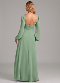 Azazie Simone Final Sale Matcha A-Line Long Sleeve Chiffon Dress image2