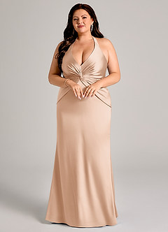 Azazie Valerie Suknie dla druhen Syrena Pofałdowany Satyna elastyczna Do ziemi Sukienka image9