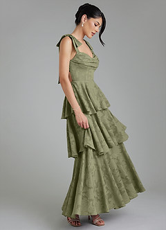 Azazie Jude Bridesmaid Dresses Pistachio A-Line Sweetheart Neckline Floral Burnout Dress image5