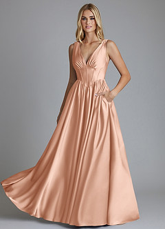 Azazie Delmie Brudtärnklänningar Klä av A-Linje i Stretch Satin Korsett Roséguld image6