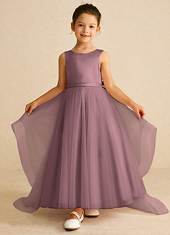Azazie Pumpkin Flower Girl Dresses Vintage Mauve A-Line Convertible Tulle Dress image2