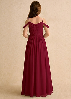 Azazie Chelo Girls Formal Abiti da Ragazza di Fiori Abito A-Line in Chiffon Plissettato Borgogna image2