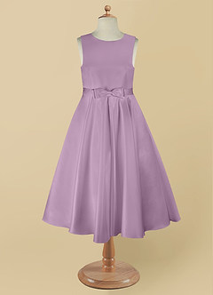 Azazie Coco Blumenmädchenkleider A-Linie Schleifen Matte Satin Kleid Blauregen image8